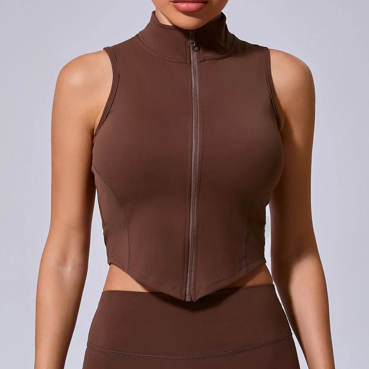 Sleeveless Zipper Sporty Top Women Crop Top Breathable Quick Dry Fitness Shirt Sportswear Lady Gym Training Vest Workout Clothes