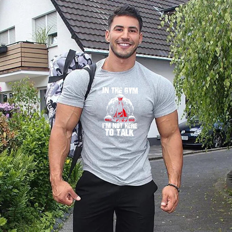 Muscleguys Brand Men's Gyms T Shirts slim fit T-Shirt Men Fitness Tops Bodybuilding Workout Clothes Cotton Tshirt male