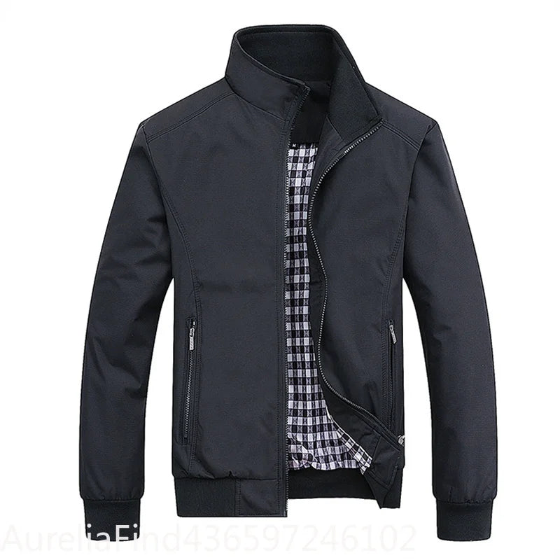 2026 New Men Solid Slim Fit Bomber Jacket Spring Autumn Casual Baseball Jacket Outwear Coat Big Size M-6XL 8XL