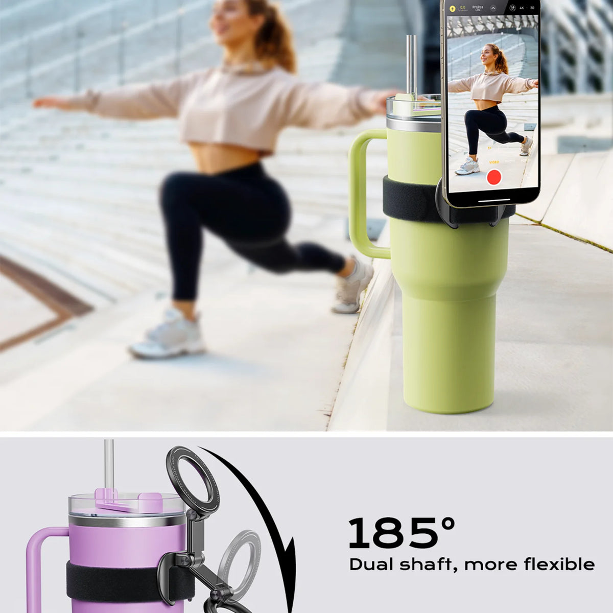 Magsafe Water Bottle Accessory Stroller Phone Holder Fitness Accessory for Stanley 10-60oz Yeti Tumbler for iPhone and Android