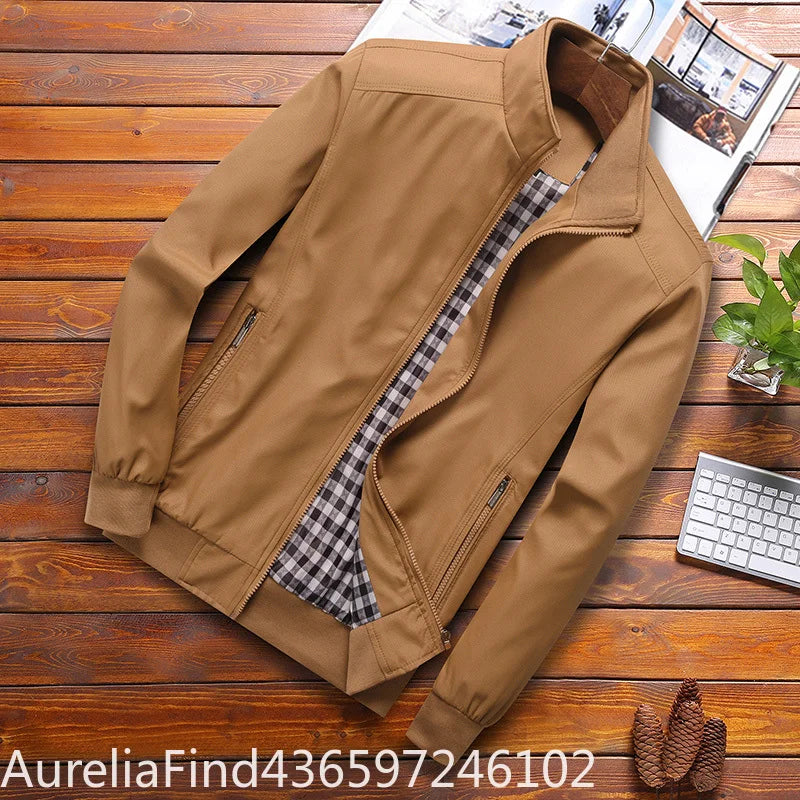2026 New Men Solid Slim Fit Bomber Jacket Spring Autumn Casual Baseball Jacket Outwear Coat Big Size M-6XL 8XL