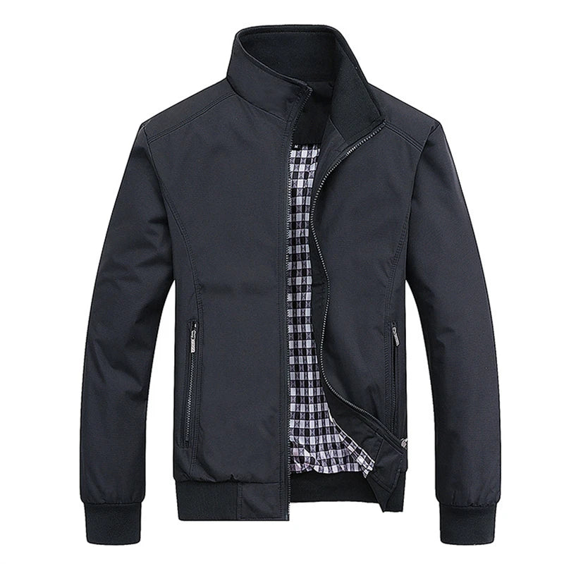 2026 New Men Solid Slim Fit Bomber Jacket Spring Autumn Casual Baseball Jacket Outwear Coat Big Size M-6XL 8XL